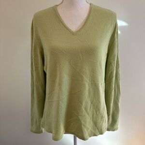 Neiman Marcus | 100% Cashmere Light Green V-Neck Sweater